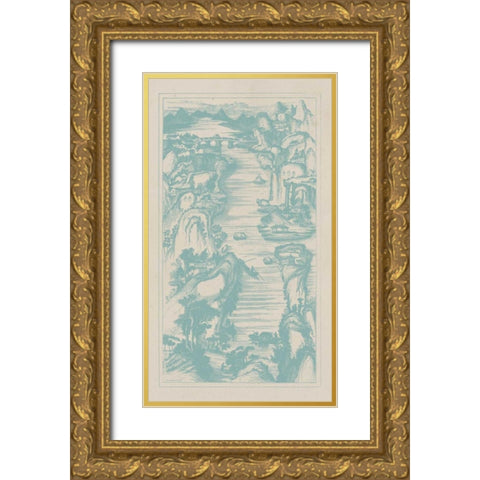 Chinese Birds-eye View in Spa II Gold Ornate Wood Framed Art Print with Double Matting by Vision Studio