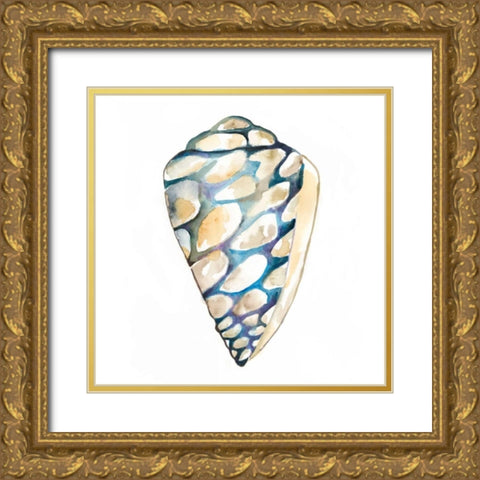 Aquarelle Shells III Gold Ornate Wood Framed Art Print with Double Matting by Zarris, Chariklia