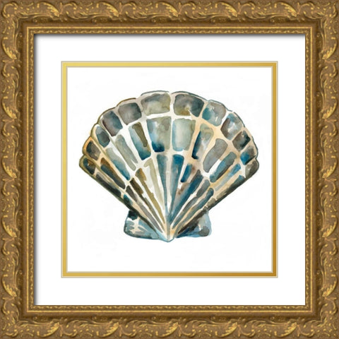 Aquarelle Shells IV Gold Ornate Wood Framed Art Print with Double Matting by Zarris, Chariklia