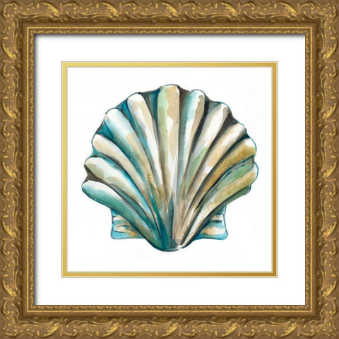 Aquarelle Shells VI Gold Ornate Wood Framed Art Print with Double Matting by Zarris, Chariklia