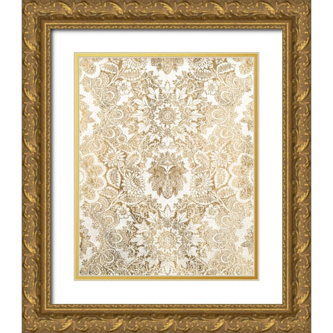 Baroque Tapestry in Gold I Gold Ornate Wood Framed Art Print with Double Matting by Vision Studio