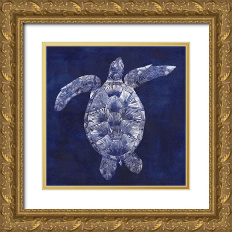 Custom Sea Turtle Shadow II (ASH) Gold Ornate Wood Framed Art Print with Double Matting by Popp, Grace