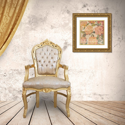 Vintage Painterly Roses II Gold Ornate Wood Framed Art Print with Double Matting by OToole, Tim