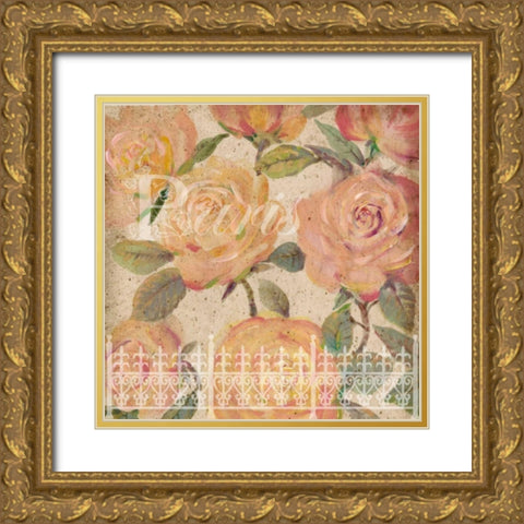 Vintage Painterly Roses II Gold Ornate Wood Framed Art Print with Double Matting by OToole, Tim