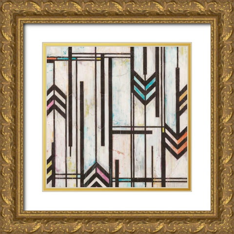 Deco Abstraction II Gold Ornate Wood Framed Art Print with Double Matting by Vess, June Erica