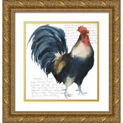Roosters Crow I Gold Ornate Wood Framed Art Print with Double Matting by Popp, Grace