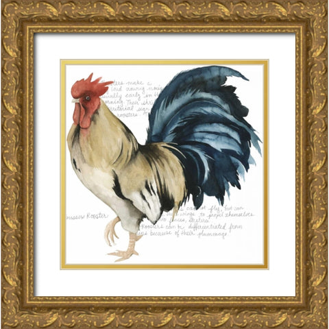 Roosters Crow II Gold Ornate Wood Framed Art Print with Double Matting by Popp, Grace