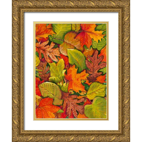 Fallen Leaves I Gold Ornate Wood Framed Art Print with Double Matting by OToole, Tim