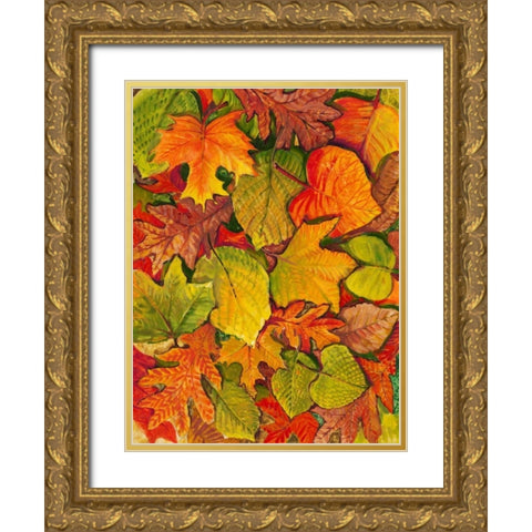 Fallen Leaves II Gold Ornate Wood Framed Art Print with Double Matting by OToole, Tim