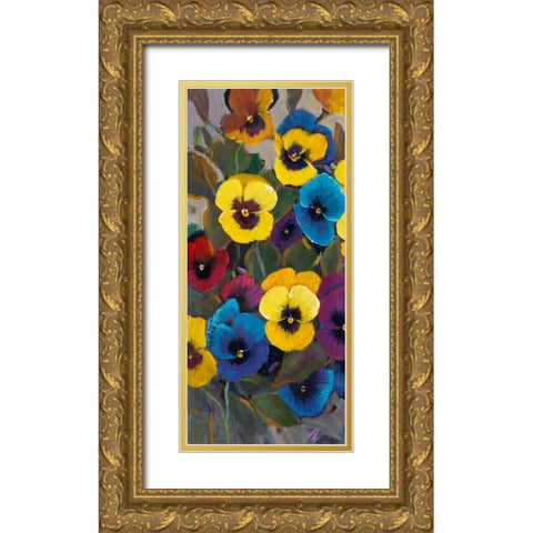 Pansy Panel I Gold Ornate Wood Framed Art Print with Double Matting by OToole, Tim