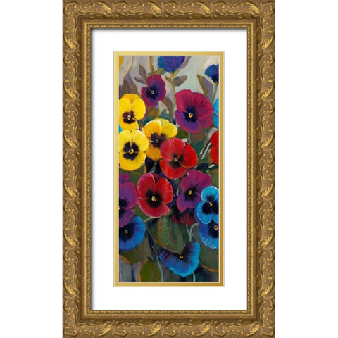 Pansy Panel II Gold Ornate Wood Framed Art Print with Double Matting by OToole, Tim