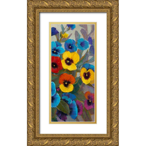 Pansy Panel III Gold Ornate Wood Framed Art Print with Double Matting by OToole, Tim