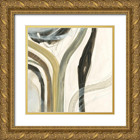 Neutral Lines I Gold Ornate Wood Framed Art Print with Double Matting by Vess, June Erica