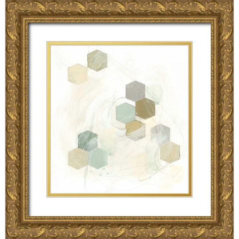 Honeycomb Reaction III Gold Ornate Wood Framed Art Print with Double Matting by Vess, June Erica