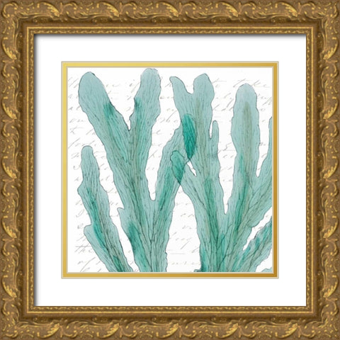 Aqua Marine IV Gold Ornate Wood Framed Art Print with Double Matting by Hambly, Anna