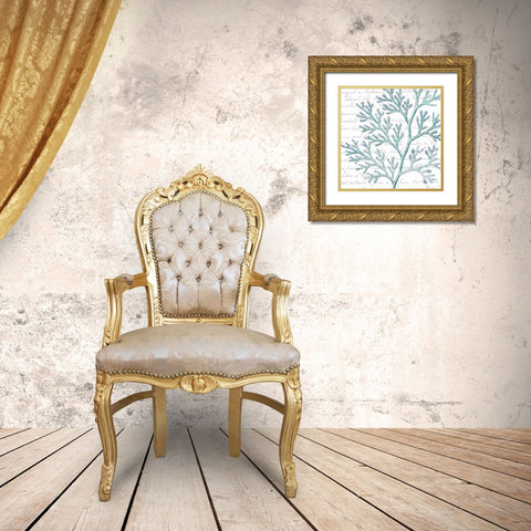 Aqua Marine IX Gold Ornate Wood Framed Art Print with Double Matting by Hambly, Anna