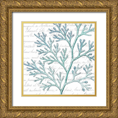 Aqua Marine IX Gold Ornate Wood Framed Art Print with Double Matting by Hambly, Anna