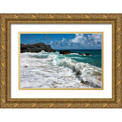 Breaking Waves Gold Ornate Wood Framed Art Print with Double Matting by Head, Danny