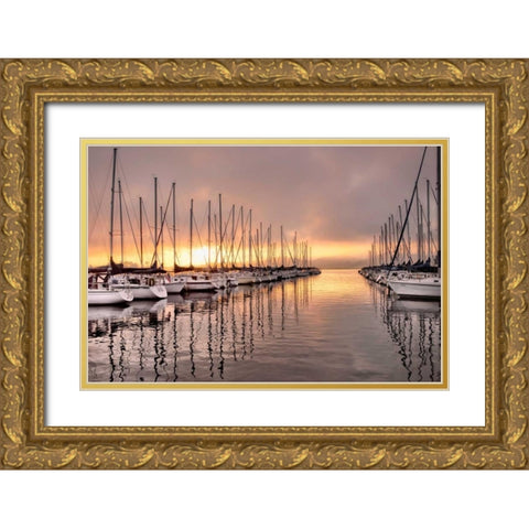 At First Light Gold Ornate Wood Framed Art Print with Double Matting by Head, Danny