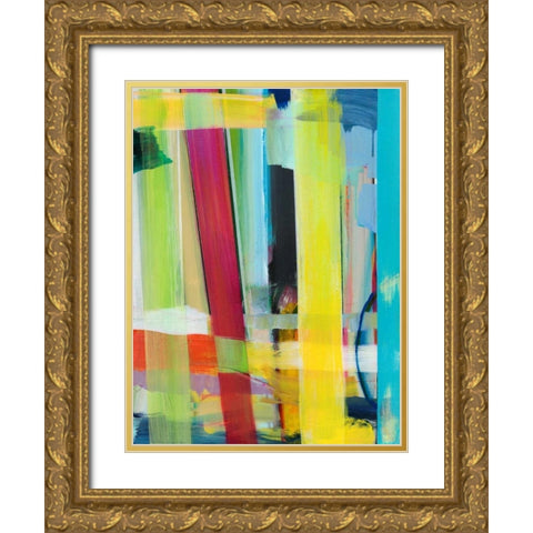 Intersecting Colors II Gold Ornate Wood Framed Art Print with Double Matting by Fuchs, Jodi