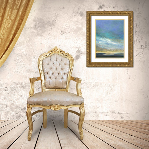 Coastal Clouds Triptych II Gold Ornate Wood Framed Art Print with Double Matting by Finch, Sheila