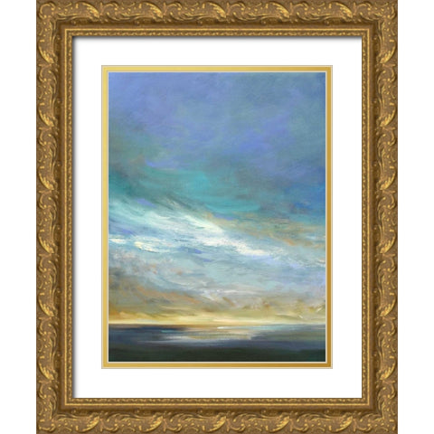 Coastal Clouds Triptych II Gold Ornate Wood Framed Art Print with Double Matting by Finch, Sheila