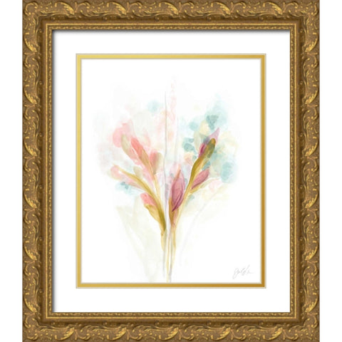 Floral Trace I Gold Ornate Wood Framed Art Print with Double Matting by Vess, June Erica