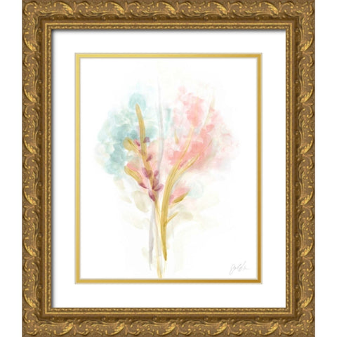 Floral Trace II Gold Ornate Wood Framed Art Print with Double Matting by Vess, June Erica