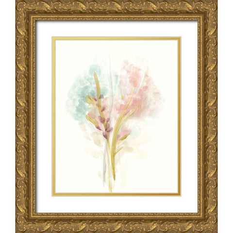 Floral Trace II Gold Ornate Wood Framed Art Print with Double Matting by Vess, June Erica