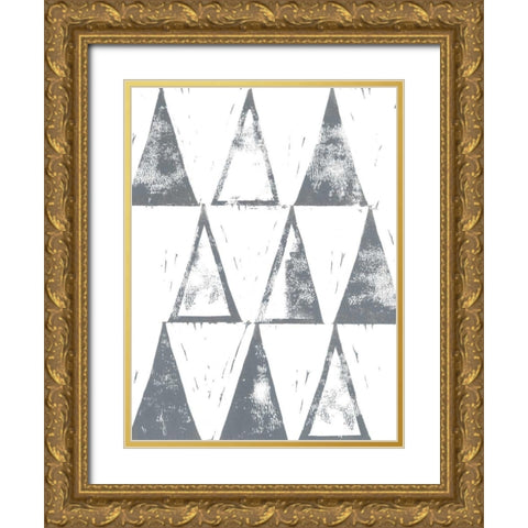 Triangle Block Print II Gold Ornate Wood Framed Art Print with Double Matting by Popp, Grace
