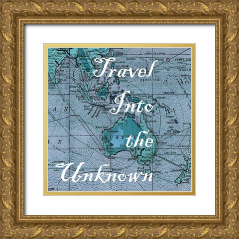 Map Words III Gold Ornate Wood Framed Art Print with Double Matting by Studio W
