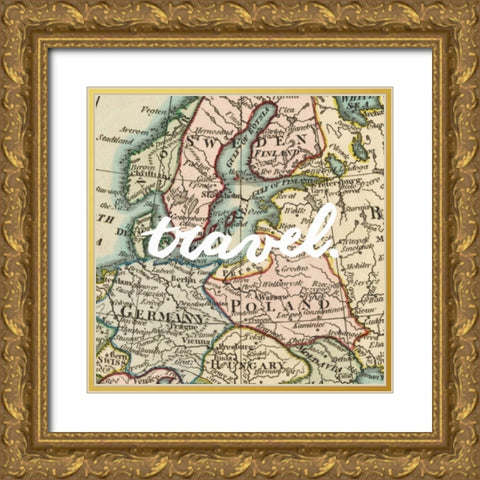 Map Words IV Gold Ornate Wood Framed Art Print with Double Matting by Studio W