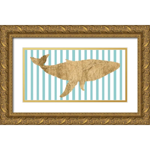 Pin Stripe Whale I Gold Ornate Wood Framed Art Print with Double Matting by Studio W