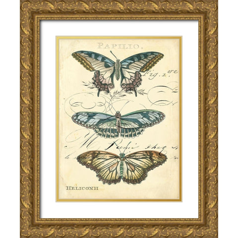 Custom Butterfly Ephemera I (GC) Gold Ornate Wood Framed Art Print with Double Matting by Zarris, Chariklia