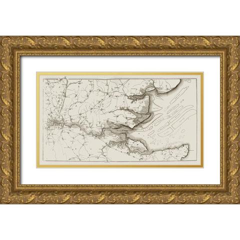 River Thames II Gold Ornate Wood Framed Art Print with Double Matting by Stadler, Joseph