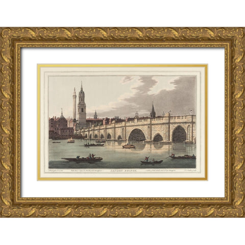 UA CH London Bridge Gold Ornate Wood Framed Art Print with Double Matting by Stadler, Joseph