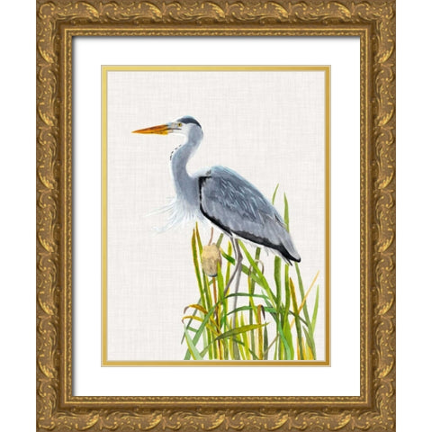 Waterbirds and Cattails II Gold Ornate Wood Framed Art Print with Double Matting by McCavitt, Naomi