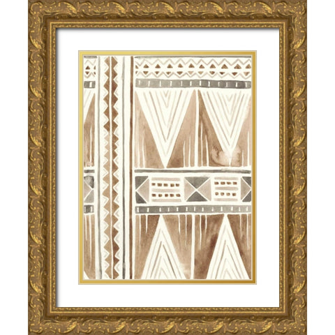 Tribal Impressions I Gold Ornate Wood Framed Art Print with Double Matting by Vess, June Erica