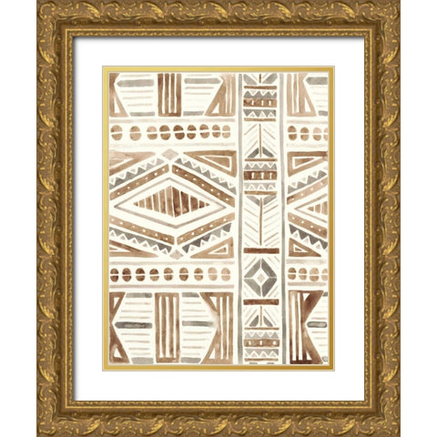 Tribal Impressions II Gold Ornate Wood Framed Art Print with Double Matting by Vess, June Erica