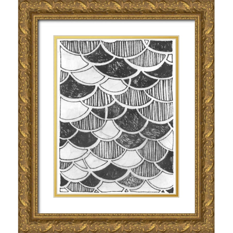 Symbol Imprint III Gold Ornate Wood Framed Art Print with Double Matting by Vess, June Erica