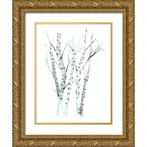 Aquarelle Birches II Gold Ornate Wood Framed Art Print with Double Matting by Popp, Grace