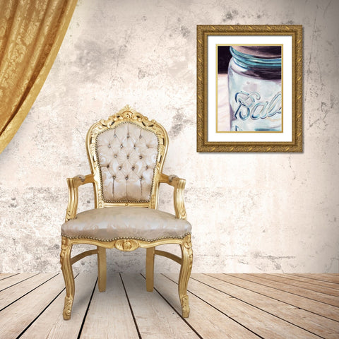 Custom Mason Jar II (ASH) Gold Ornate Wood Framed Art Print with Double Matting by Redstreake