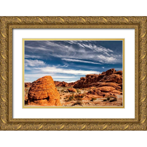 Valley of Fire Gold Ornate Wood Framed Art Print with Double Matting by Head, Danny