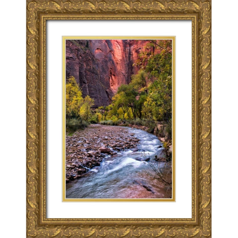 Looking Upstream II Gold Ornate Wood Framed Art Print with Double Matting by Head, Danny