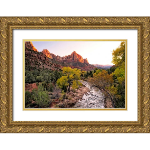 Sunset on the Watchman I Gold Ornate Wood Framed Art Print with Double Matting by Head, Danny