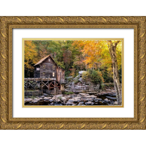 The Mill and Creek II Gold Ornate Wood Framed Art Print with Double Matting by Head, Danny