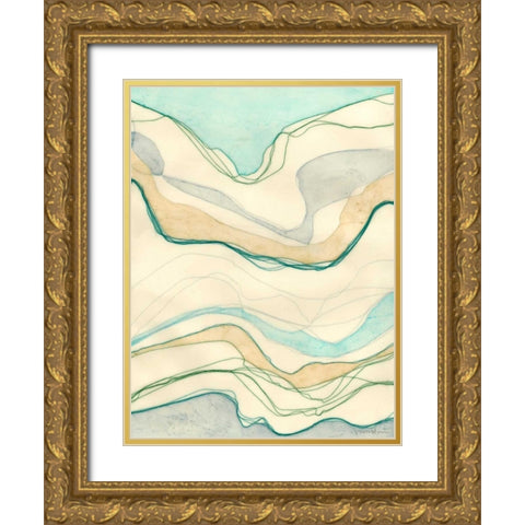Ocean Cascade I Gold Ornate Wood Framed Art Print with Double Matting by Lam, Vanna