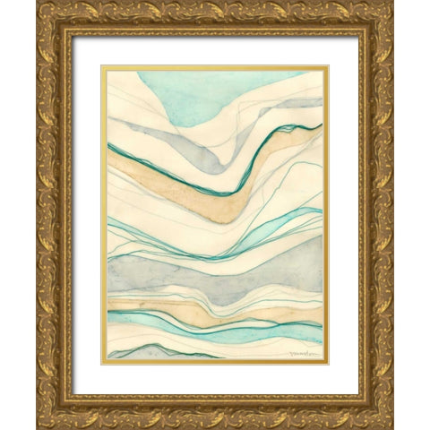 Ocean Cascade II Gold Ornate Wood Framed Art Print with Double Matting by Lam, Vanna