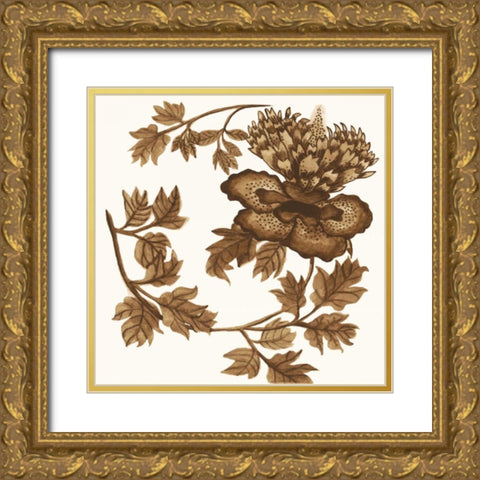 Tapestry Floral II Gold Ornate Wood Framed Art Print with Double Matting by McCavitt, Naomi