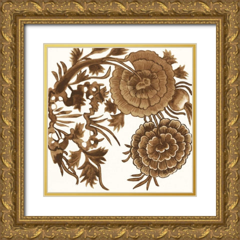 Tapestry Floral III Gold Ornate Wood Framed Art Print with Double Matting by McCavitt, Naomi